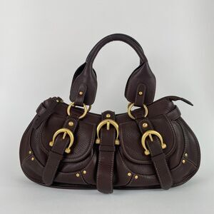 Y2K Italian Leather Coccinelle Dark Burgundy Top Handle Bag